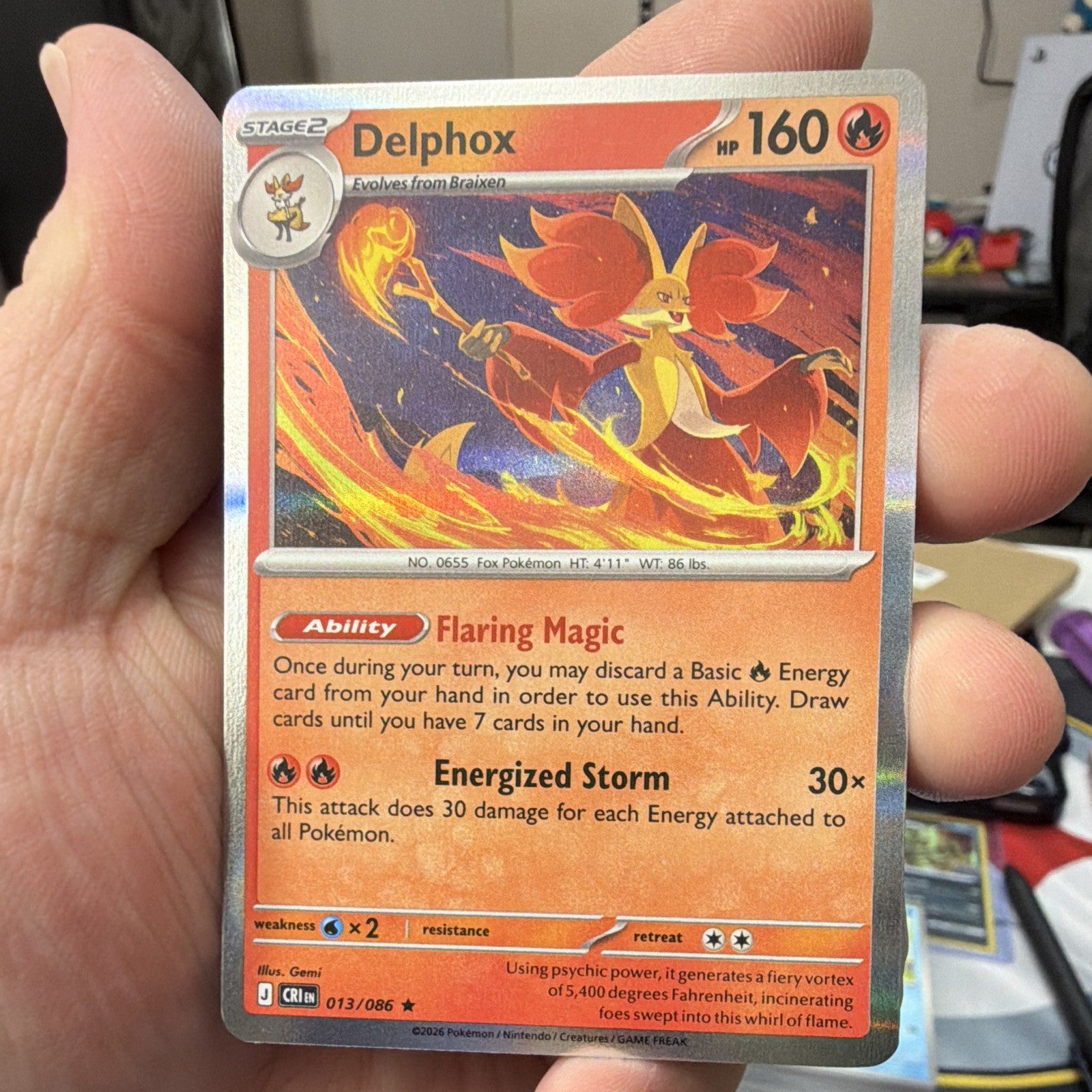 Nintendo Pokemon TCG Delphox 013/198 Chilling Reign EN Holo Rare 2021