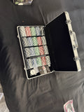 Poker Chip Set Multicolor with Aluminum Case, Dealer Button, Playing Cards
