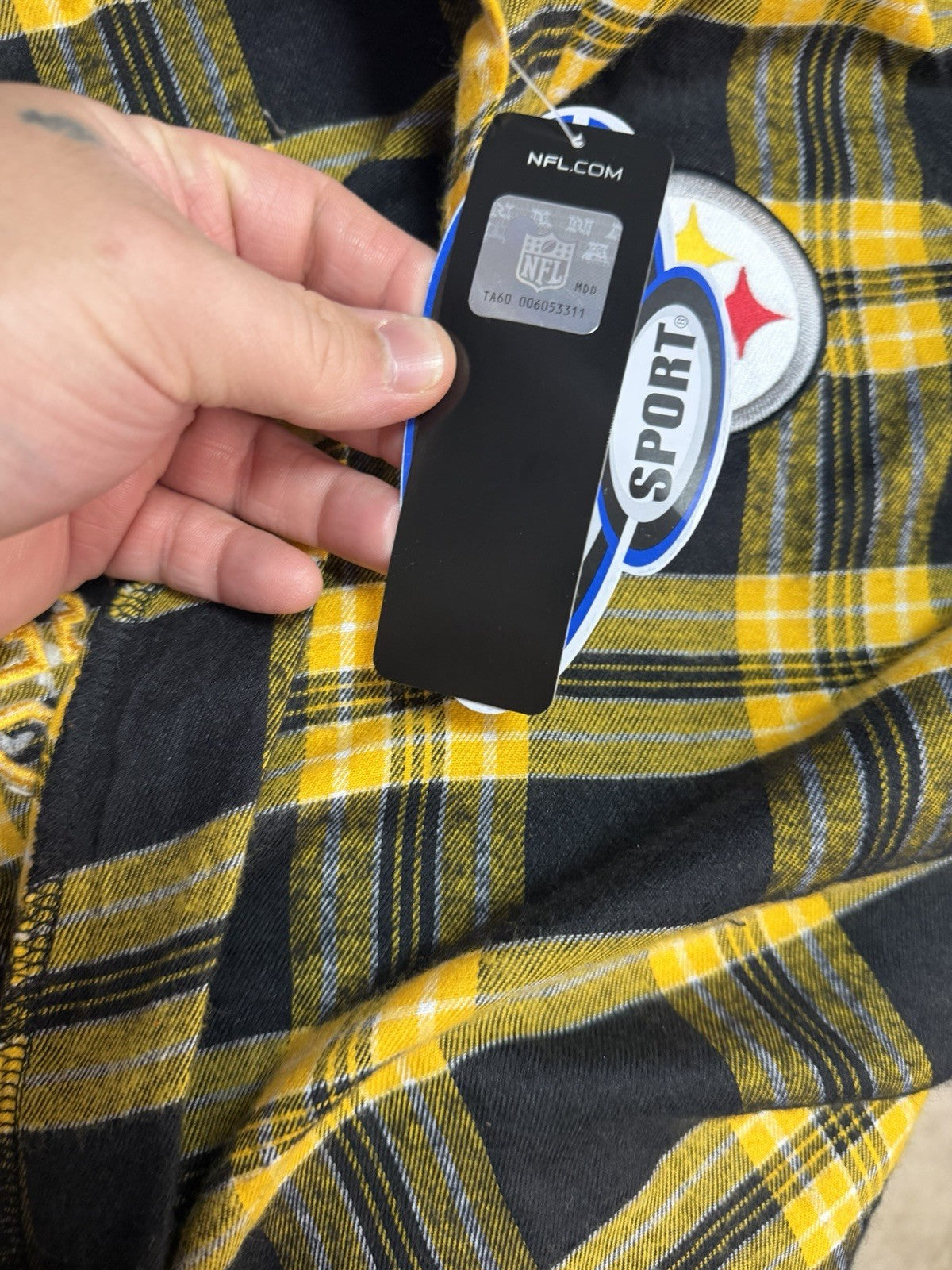 NFL Team Apparel Pittsburgh Steelers Hooded Plaid Size 5XL/6XL