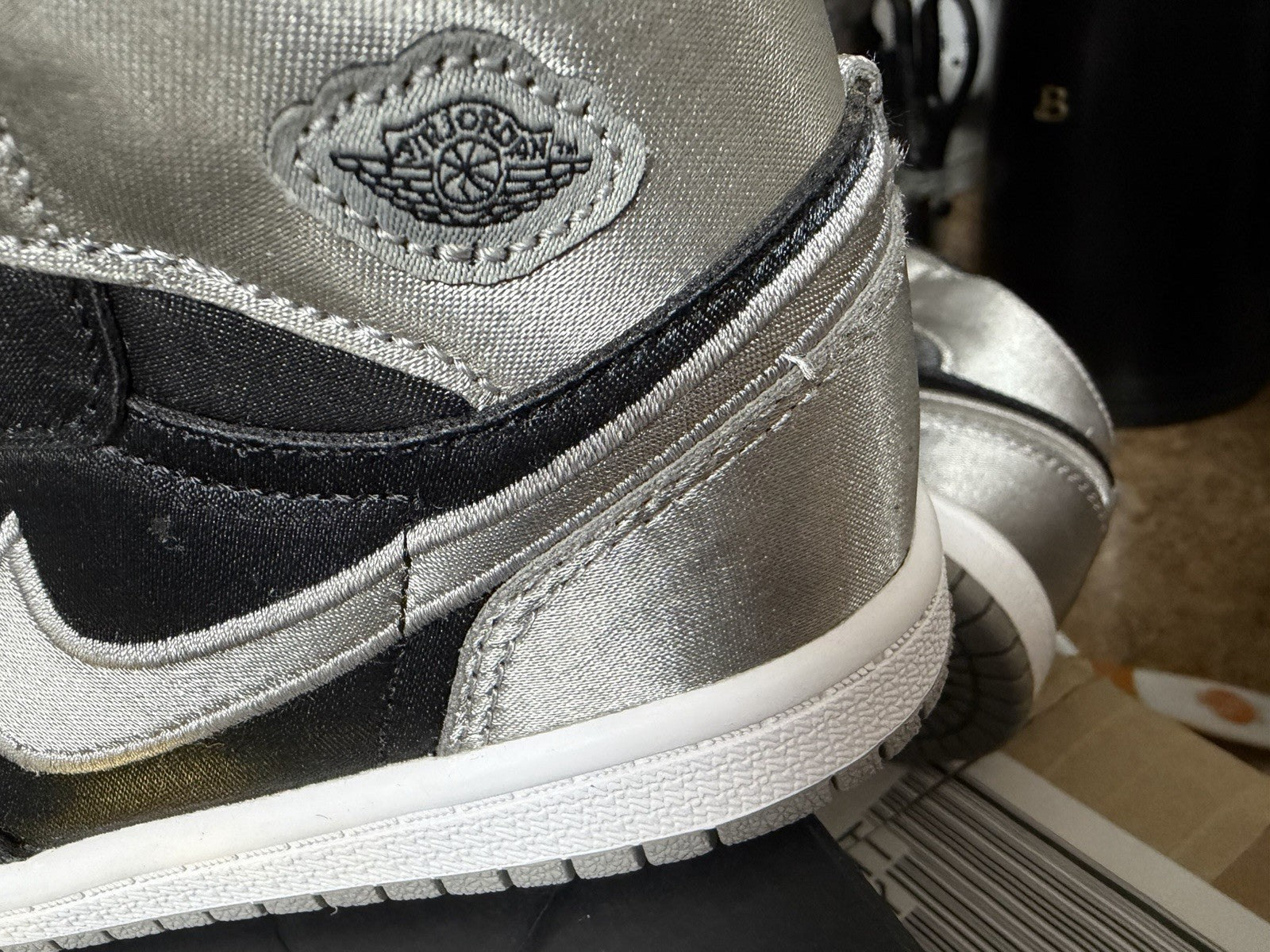 Jordan Air Jordan 1 Boys High Top Sneakers Black Silver White Size 10C