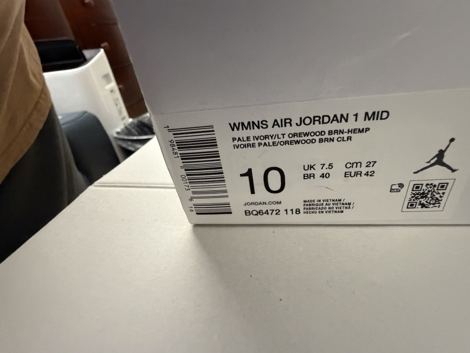 Jordan Air Jordan 1 Mid Pale Ivory Light Orewood Brown Women's BQ6472-118