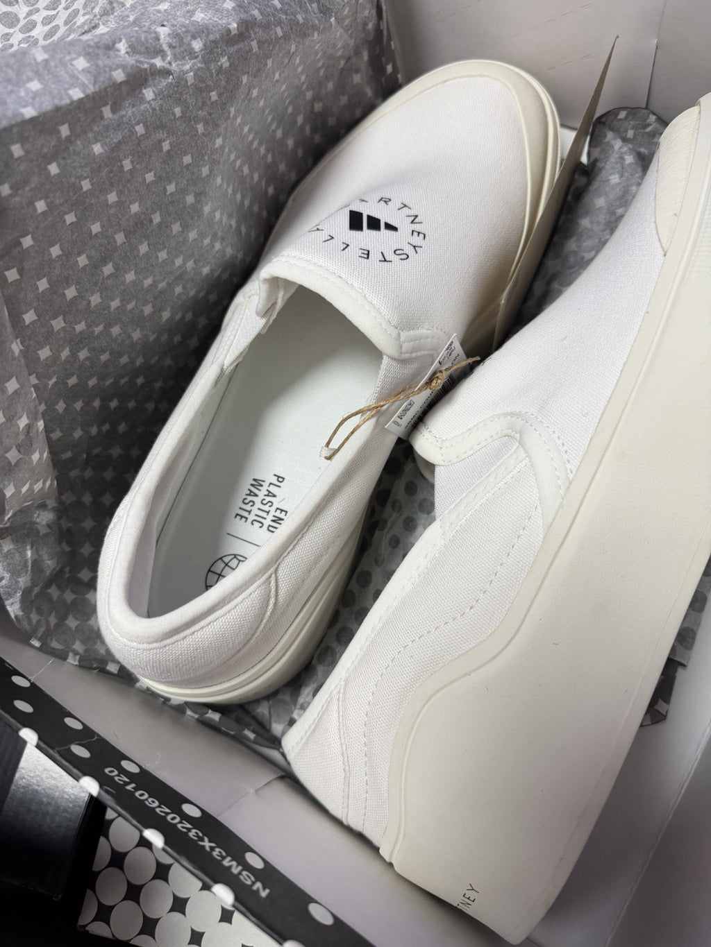 adidas by Stella McCartney Men's White Low Top Slip On Athletic Sneakers