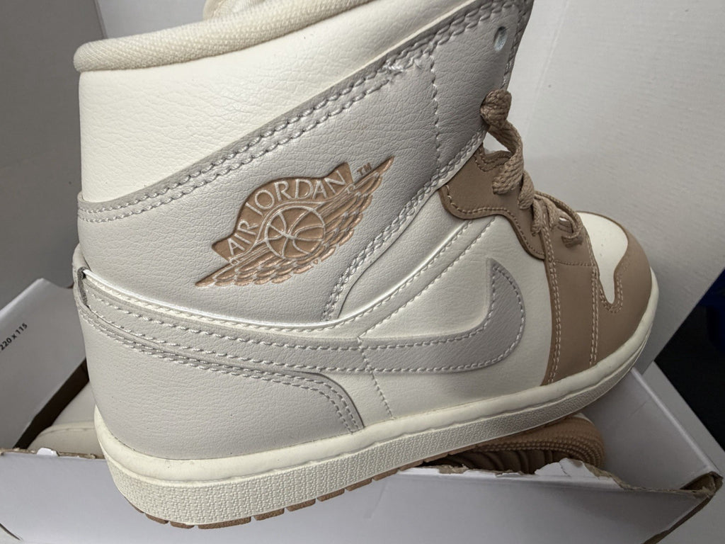 Jordan Air Jordan 1 Mid Pale Ivory Light Orewood Brown Women's BQ6472-118