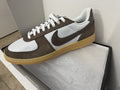 Nike Men's Low Top Lace Up Athletic Sneakers White/Brown Colorblock Gum Sole