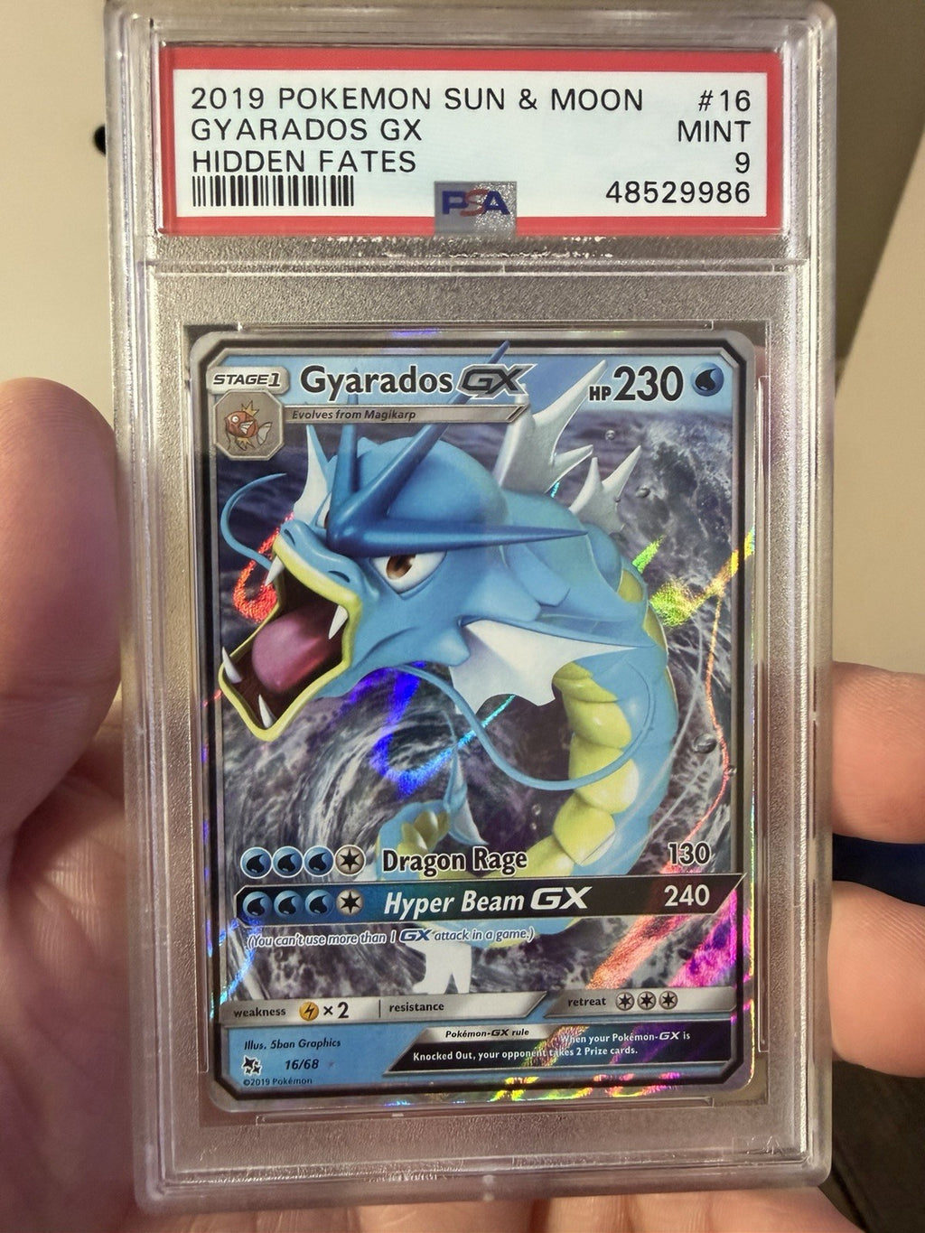 Gyarados GX 16/68 Hidden Fates Ultra Rare Holo PSA 9 (2019) Pokémon TCG 6+