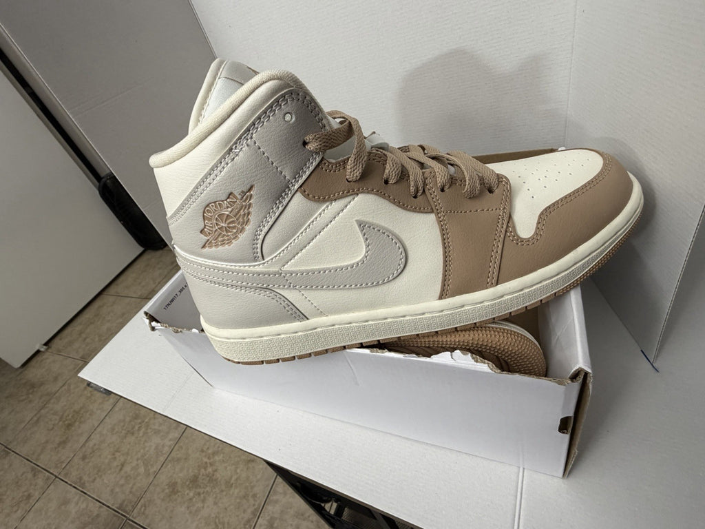 Jordan Air Jordan 1 Mid Pale Ivory Light Orewood Brown Women's BQ6472-118