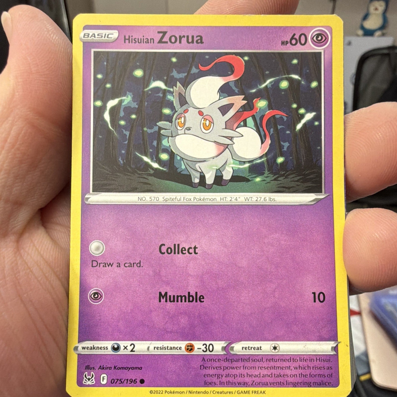 Pokemon Hisuian Zorua 075/196 SWSH11 Lost Origin Common Regular EN 2022