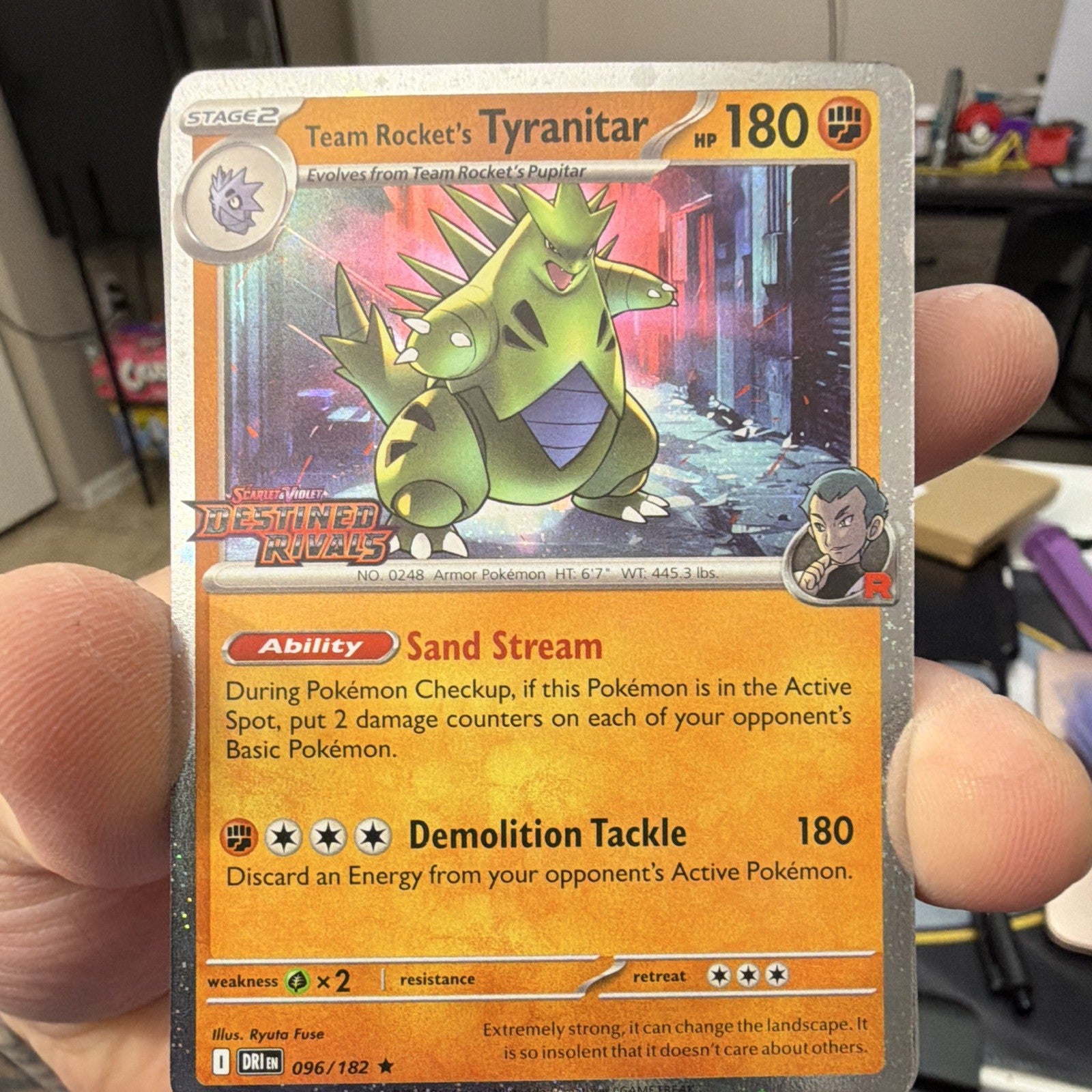 Pokemon Team Rocket's Tyranitar 096/182 Misc Cards Holo Rare Prerelease EN