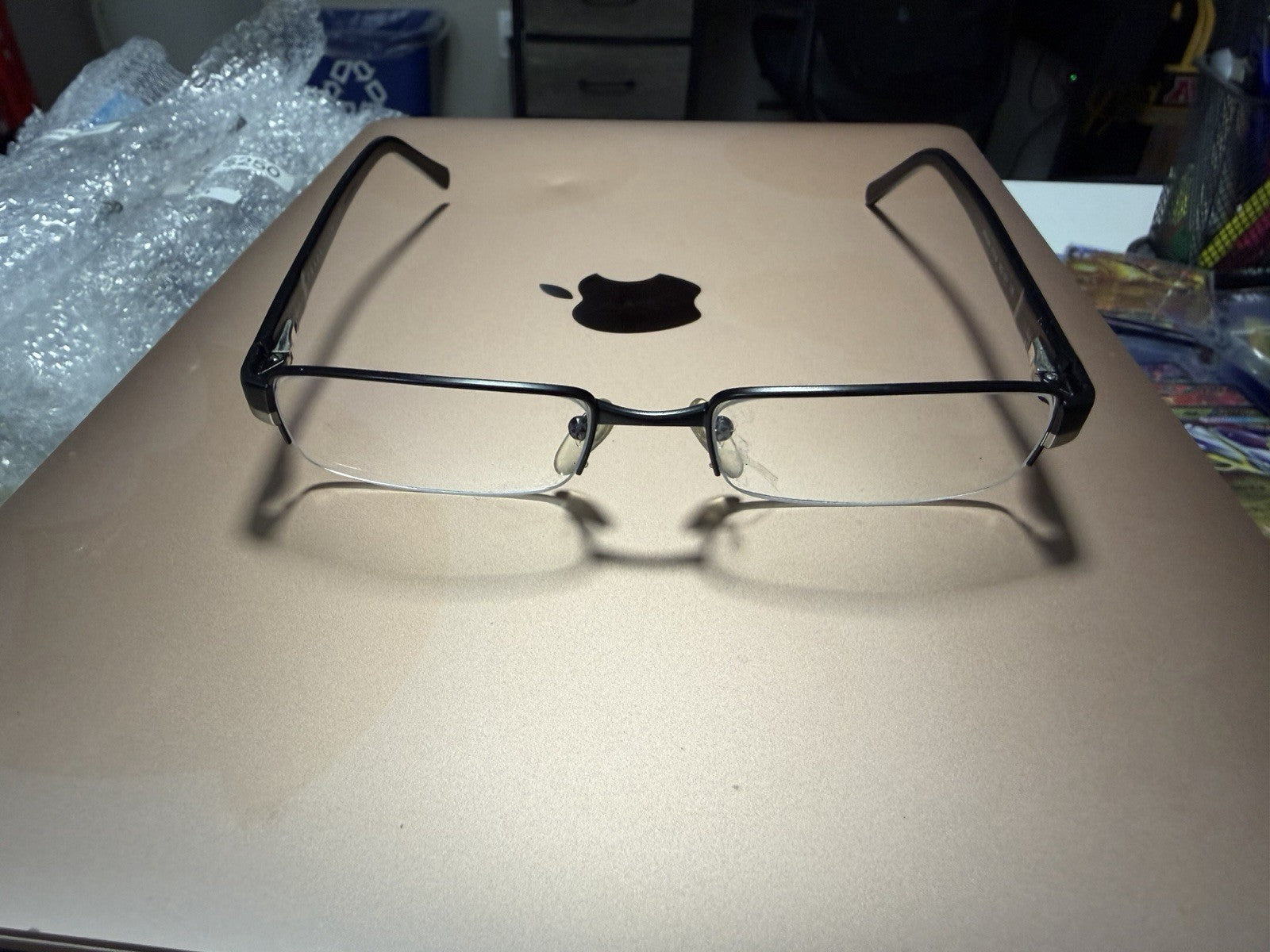 Prada VPR64H 51018 Black Metal Half Rim Eyeglass Frames 51-18-135