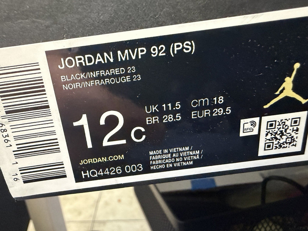 Jordan MVP 92 (PS) Unisex Kids Lace-Up Low Top Sneakers US 12C HQ4426-003