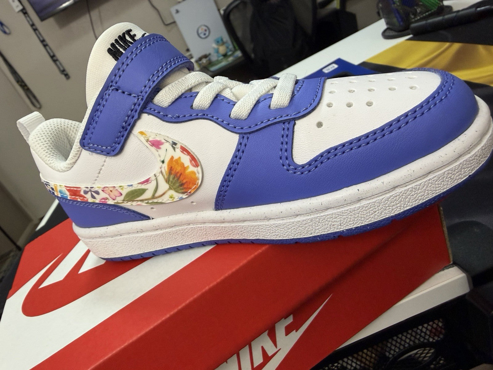 Nike Court Borough Low FL (PS) Unisex Kids Hook & Loop Leather Sneakers 11C